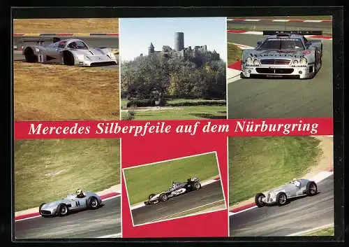 AK Mercedes Silberpfeile auf dem Nürburgring, Sport-, Renn- und Formel 1-Wägen