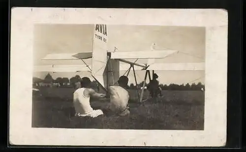 AK Départ d`un Planeur-Ecole Avia, Type 10A, Segelflugzeug