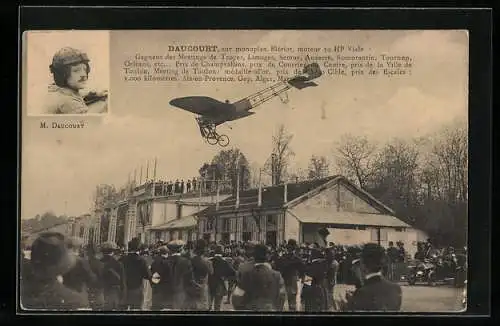 AK M. Daucourt sur monoplan Blériot, frühes Flugzeug