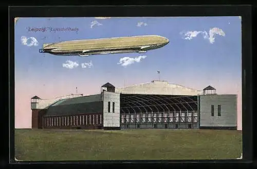 AK Leipzig, Zeppelin Sachsen über Luftschiffhalle