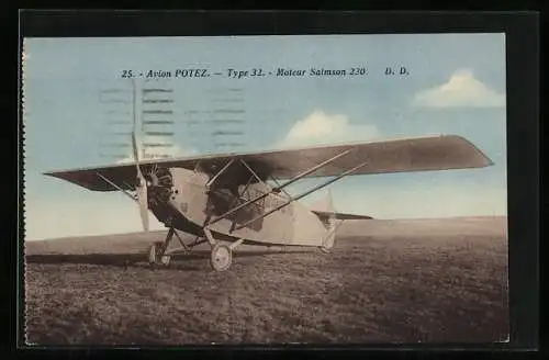 AK Avion Potez, Type 32, Moteur Salmson 230, Eindecker-Flugzeug