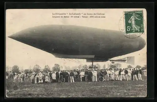 AK Chalons, Zeppelin Le Lebaudy am Boden