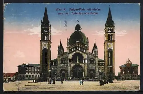 AK Wien, Antons-Platz mit Kirche zum hl. Antonius von Padua