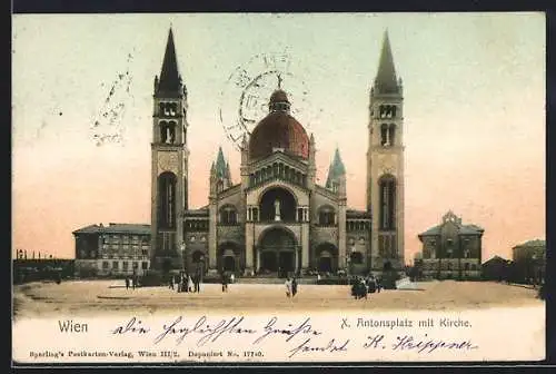 AK Wien, Antonsplatz mit Kirche