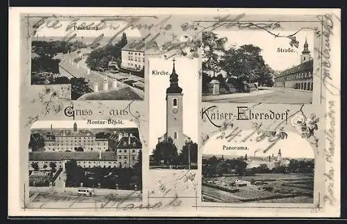 AK Wien, Kaiser-Ebersdorf, Montur-Depot, Strasse, Kirche