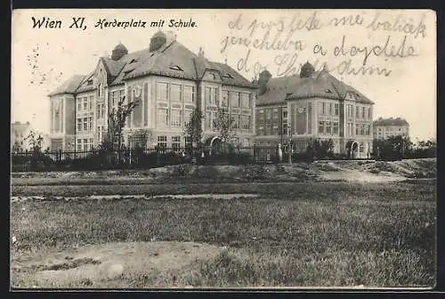 AK Wien, Herderplatz mit Schule