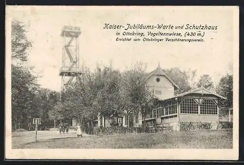 AK Wien, Ottakring, Kaiser-Jubiläums-Warte und Schutzhaus auf der Vogeltennwiese