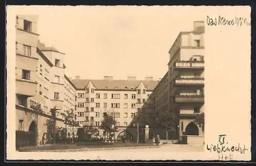 Foto-AK Wien, Gemeindebau Liebknechthof