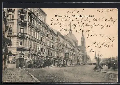 AK Wien, Mariahilfergürtel, Blick in die Strasse