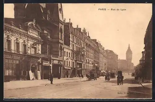 AK Paris, Rue de Lyon, Strassenpartie