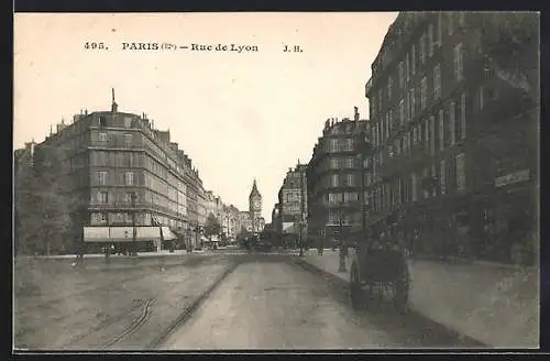 AK Paris, Rue de Lyon, Strassenpartie