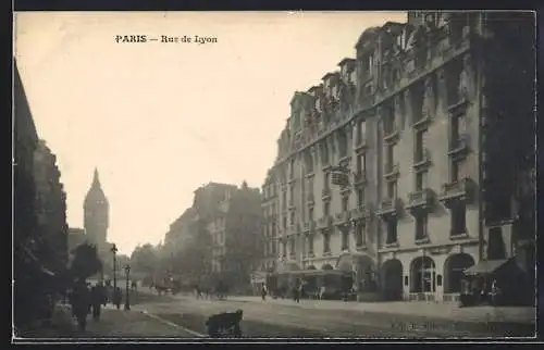 AK Paris, Rue de Lyon, Strassenpartie