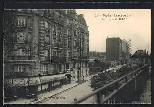 AK Paris, La rue du Sahel prise du pont de Bel-Air, Strassenpartie