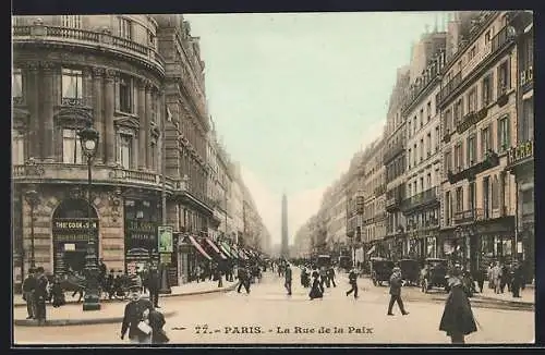 AK Paris, La Rue de la Paix, Strassenpartie