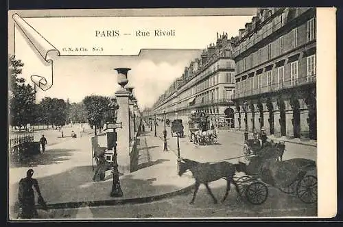 AK Paris, Rue Rivoli, Strassenpartie