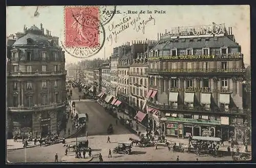 AK Paris, Rue de la Paix, Strassenpartie