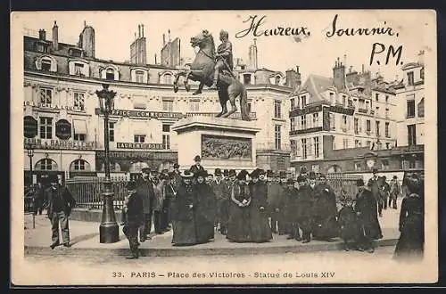 AK Paris, Place des Victoires, Statue de Louis XIV.