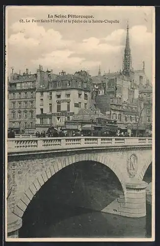 AK Paris, Le Pont Saint-Michel et la flèche de la Sainte-Chapelle