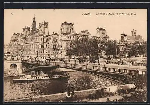 AK Paris, Le Pont d`Arcole et l`Hôtel de Ville