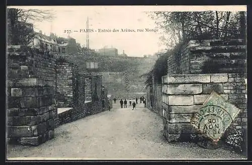 AK Paris, Entrée des Arènes, rue Monge