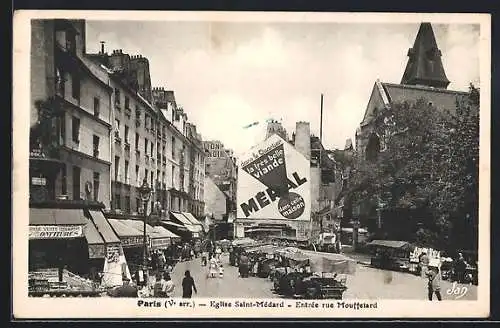 AK Paris, Eglise Saint-Médard, Entrée rue Mouffetard