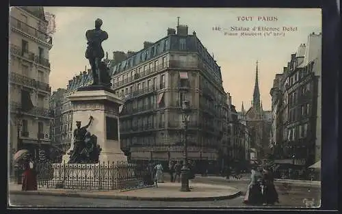 AK Paris, Statue d`Etienne Dolet, Place Maubert