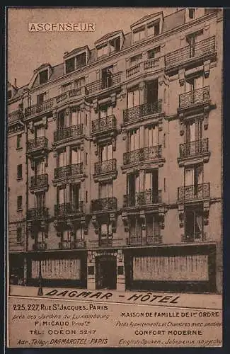 AK Paris, Dagmer-Hotel, Rue St. Jacques 225-227