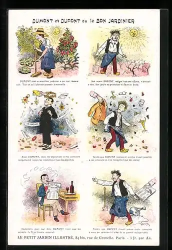 Künstler-AK Dumont et Dupont ou le Bon Jardinier, Comic aus der Zeitung Le Petit Jardin Illustré