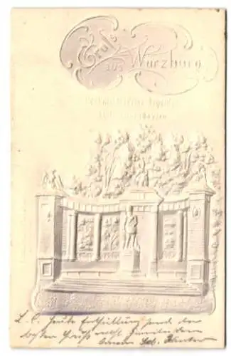 Relief-AK Würzburg, Denkmal des Prinzregenten Luitpold von Bayern