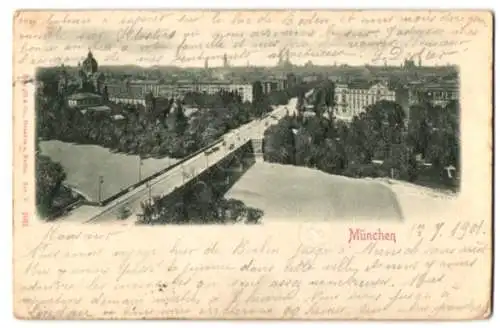 Relief-AK München, Panoramablick über die Stadt