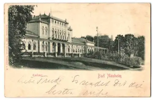 Relief-AK Bad Nauheim, Partie am Kurhaus