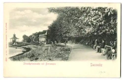 Relief-AK Sassnitz, Strandpromenade mit Bieramare