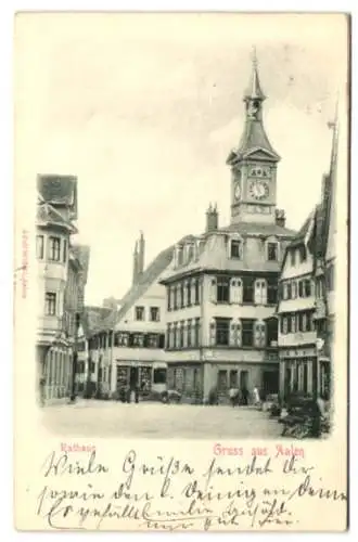 Relief-AK Aalen, Rathaus mit Strassenblick