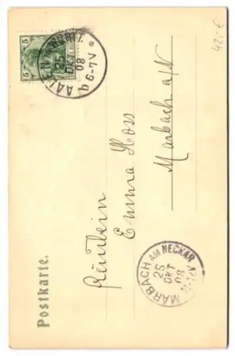 Relief-AK Aalen, Rathaus mit Strassenblick