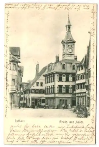 Relief-AK Aalen, Blick aufs Rathaus