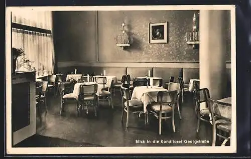 AK Hannover, Café Continental v. Adam Pfefferle, Innenansicht der Konditorei Georgstrasse