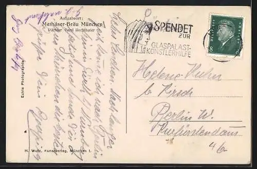 AK München, Gasthaus Mathäserbräu v. Bartl Rechthaler, Festsaal