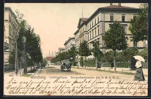 AK Würzburg, Ludwigstrasse, Generalkommando des K. B. II. A.-C.