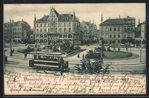 AK Hannover, Strassenbahn am Hegidientorplatz