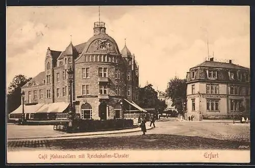 AK Erfurt, Café Hohenzollern mit Reichshallen-Theater