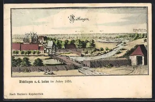 AK Ricklingen /Leine, Alte Ortsansicht nach Merian 1650