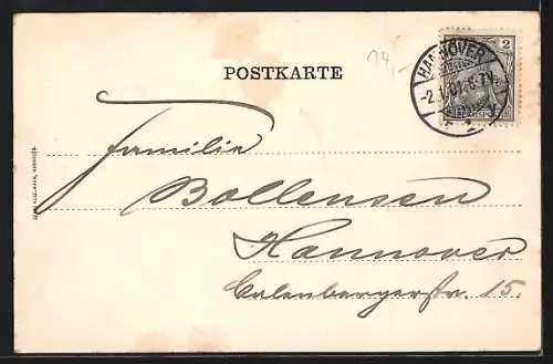 AK Hannover, Marktkirche, Bödeker-Denkmal, Passepartout