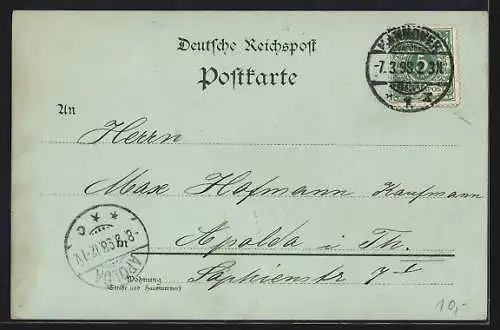 Mondschein-Lithographie Hannover, Altes Rathaus, Neuhaus, Waterloo-Säule