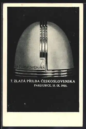 AK Pardubice, 7. Zlatá Prilba Ceskoslovenska 1935, Motorradrennen, Trophäe in Helmgestalt