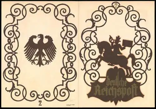 Telegramm Deutsche Reichspost, 1930, mit Verzierungen und dem Reichsadler auf der Vorderseite, Postillon