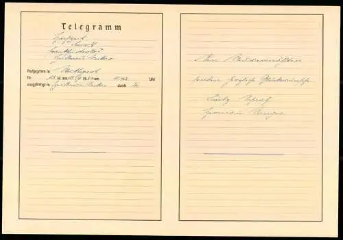 Telegramm Deutsche Reichspost, 1930, mit Verzierungen und dem Reichsadler auf der Vorderseite, Postillon