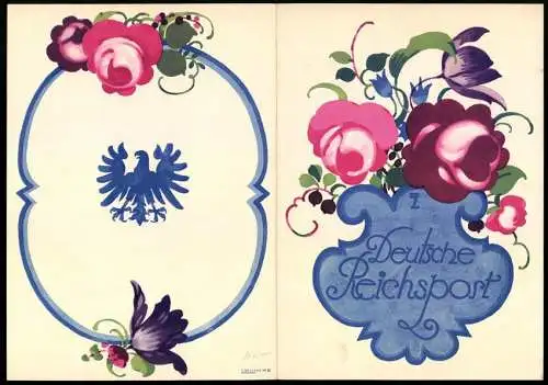 Telegramm Deutsche Reichspost, 1930, florale Motive und Reichsadler auf Aussenseite