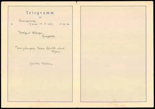 Telegramm Deutsche Reichspost, 1912, florale Bordüren und Putten-Motive, Reichsadler, Entwurf Arnold