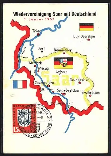 AK Wiedervereinigung der Saar mit der BRD am 1. Januar 1957