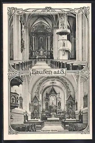 AK Laufen a.d. S., Kapuziner-Kirche, Innenansichten